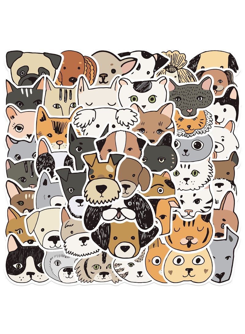 قوس قزح أورينبو ملصقات كرتونية للقطط والكلاب، 50 قطعة، مقاومة للماء وقابلة للإزالة، ملصقات جميلة وأنيقة للمراهقين مناسبة للأولاد والبنات في زجاجات المياه والدراجات والهواتف والجيتار وحقيبة السفر، فينيل متين - Image 1