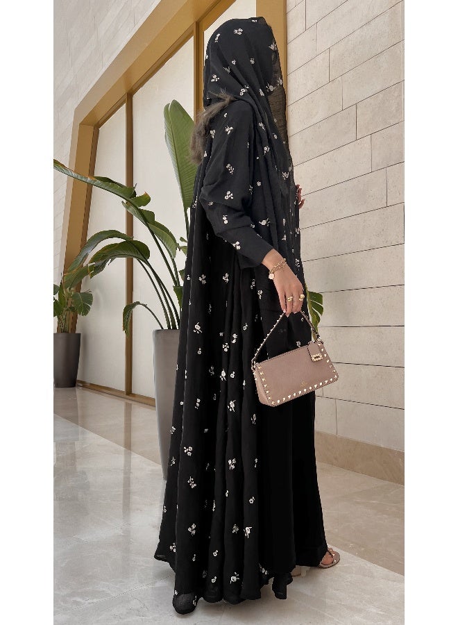 آية MW1581 عباية لينن هندي مطرزة بالكامل - Image 2