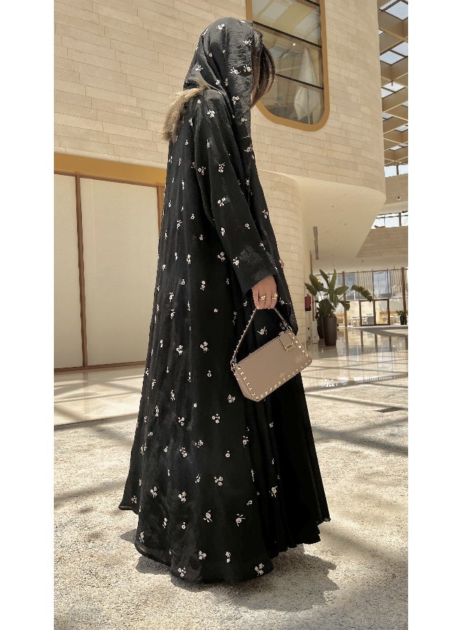 آية MW1581 عباية لينن هندي مطرزة بالكامل - Image 4