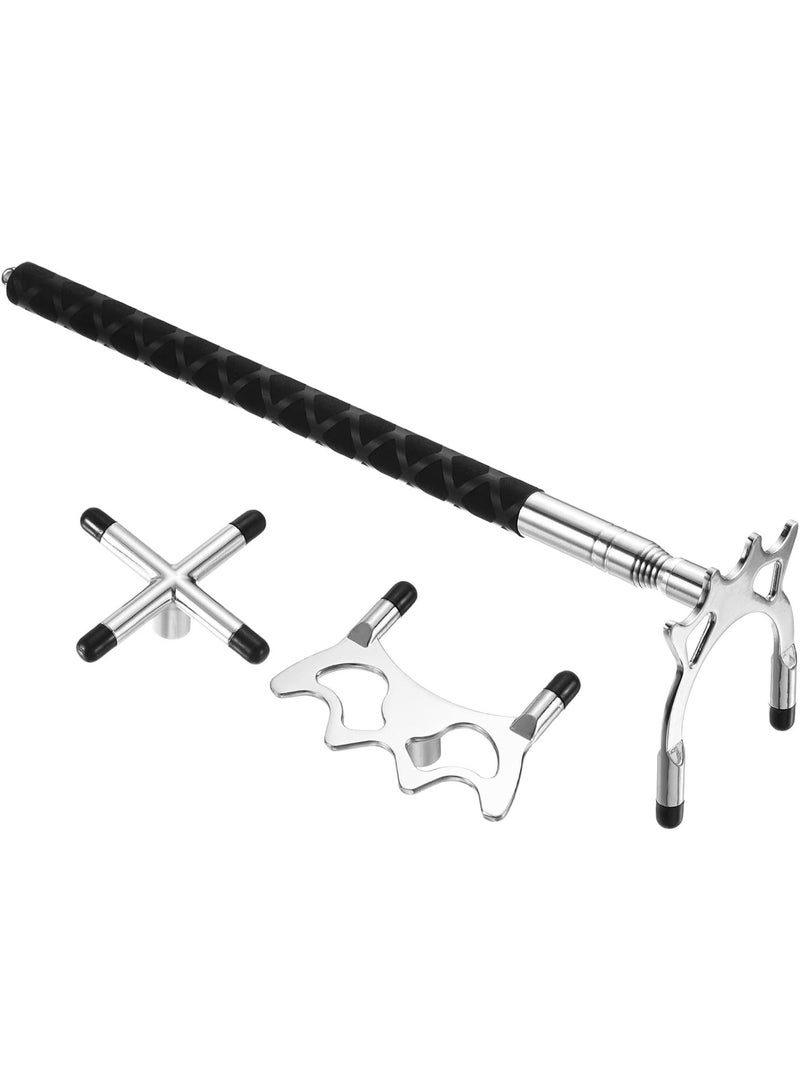 Soofam Retractable Billiards Cue Stick Bridge, Silicone Pool Cue Accessory with 3 Removable Brass Bridge Head for Pool Table Competition - Image 1