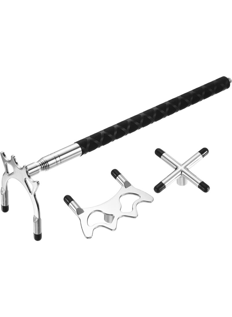 Soofam Retractable Billiards Cue Stick Bridge, Silicone Pool Cue Accessory with 3 Removable Brass Bridge Head for Pool Table Competition - Image 3
