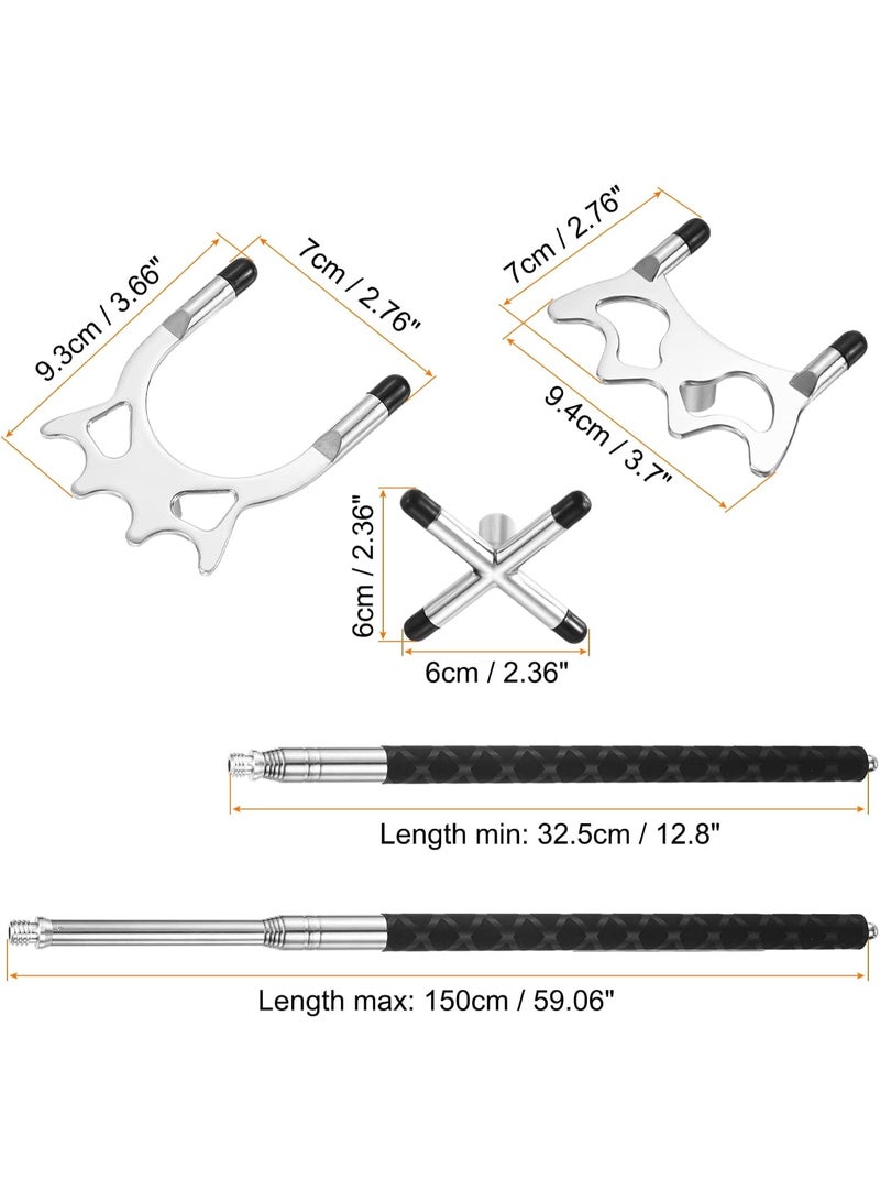 Soofam Retractable Billiards Cue Stick Bridge, Silicone Pool Cue Accessory with 3 Removable Brass Bridge Head for Pool Table Competition - Image 2