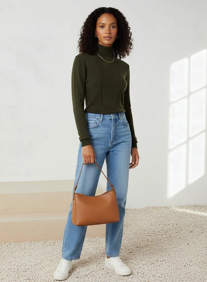 2Xtremz 2Xtremz Textured High Neck Tricot Sweater