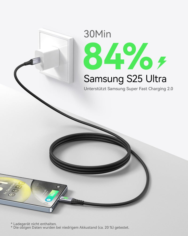 INIU 100W Short USB C to USB C Cable, [1ft, 2-Pack] Type C Cord for iPhone 16 Pro Max 15 Plus, Samsung Galaxy S24 Ultra S21 S10e, MacBook, iPad and More - Image 3