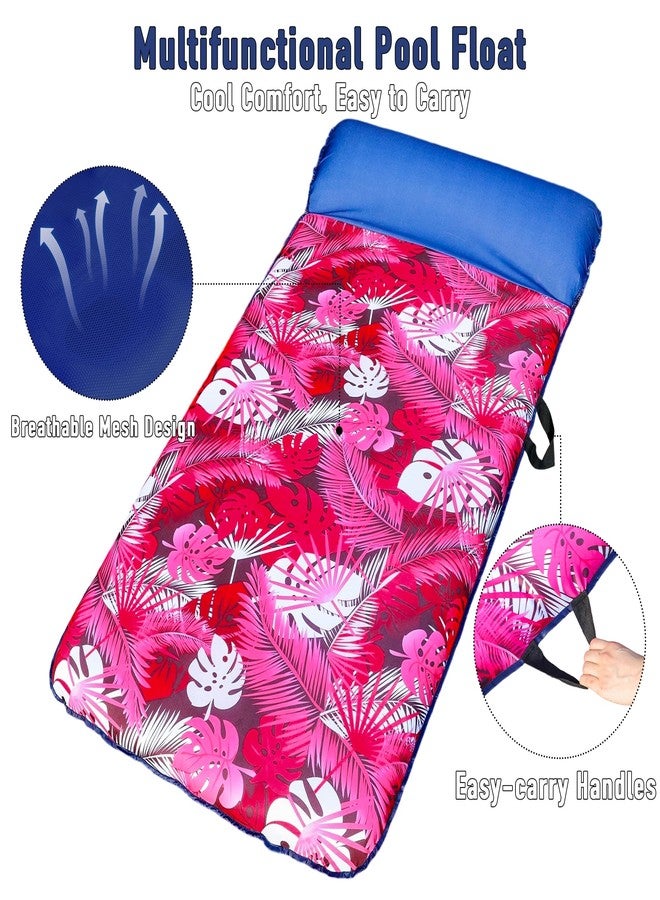 FindUWill عوامة مسبح قابلة للنفخ للبالغين من FindUWill - 72" XL، عوامات مسبح كبيرة مغطاة بالقماش للبالغين مع مسند رأس، حصيرة عائمة مريحة للغاية للتبريد لحفلات السباحة، البحيرة، الشاطئ (وردي) - Image 4