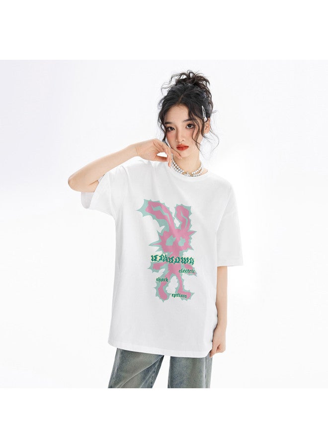 EPTISON Women's Short Sleeve T-shirt Summer Loose Casual Cotton Top With Cartoon Print, Youthful And Versatile - Image 5