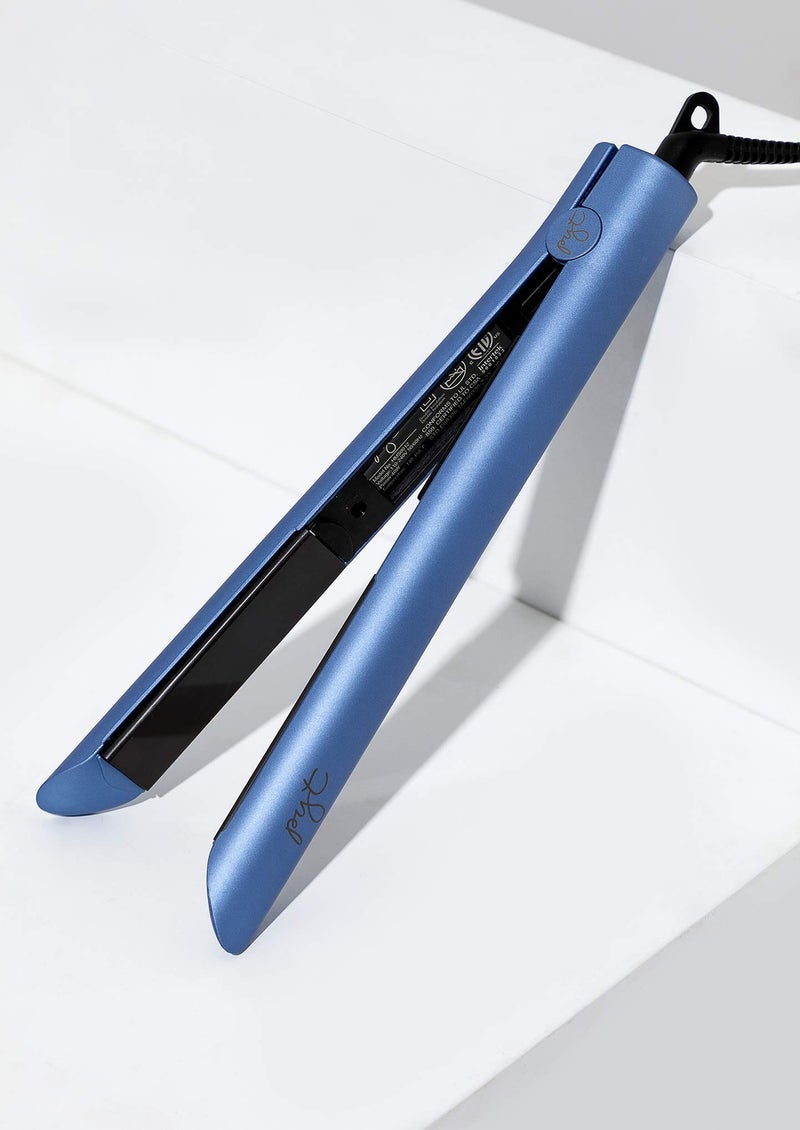 Luxe Hair Straightener 1 Ceramic Flat Iron for Professional Styling Dual Voltage 110240 for Straighten Curl or WaveBlue Topaz