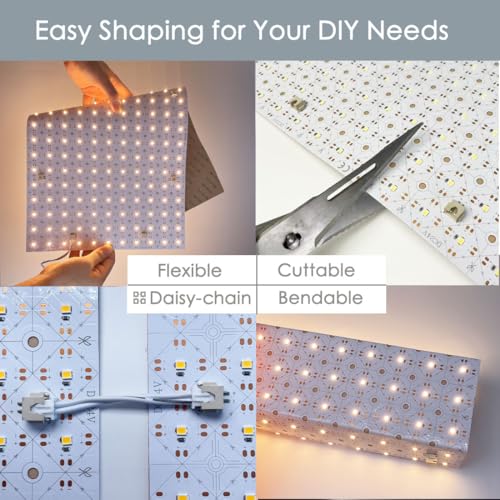 VALIKIY 4-Pack LED Backlight Sheet 24V 36W 3000K Warm White, 19.3X9.6 inches Each Unit, Dimmable Flexible LED Panel Sheet for Backlit Translucent Stone/Marble/Onyx/Quartz Countertops Walls - Image 4