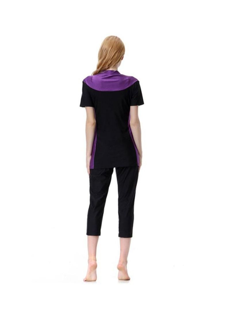 NIBEMINENT 3-Piece Short Sleeves Burkini Black/Purple - Image 2