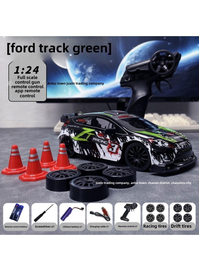 Yu Feifei's 1: 24 Full-scale Track Version Ford Rally Remote Control Car Four-wheel Drive Rc Drift Car Gift-Colour:Ford Track Edition-green-full Scale-Proportion:Two Batteries  Free Remote Control Battery  - Image 1