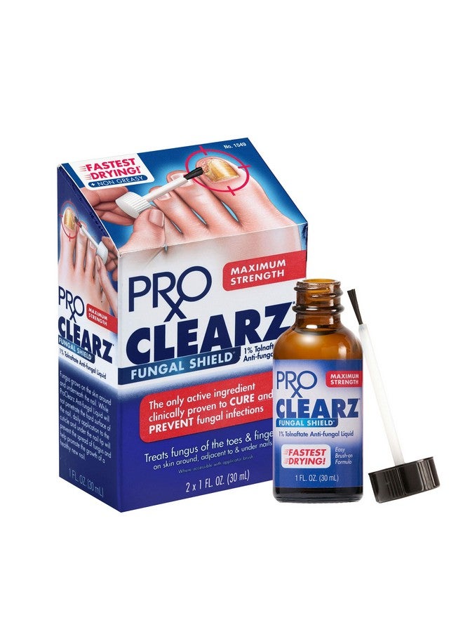 سائل مضاد للفطريات بفرشاة بقوة قصوى من ProClearz Fungal Shield، لعلاج فطريات الأظافر لأظافر القدمين واليدين، زجاجة سعة 1 أونصة (عبوة من قطعتين) - Image 1