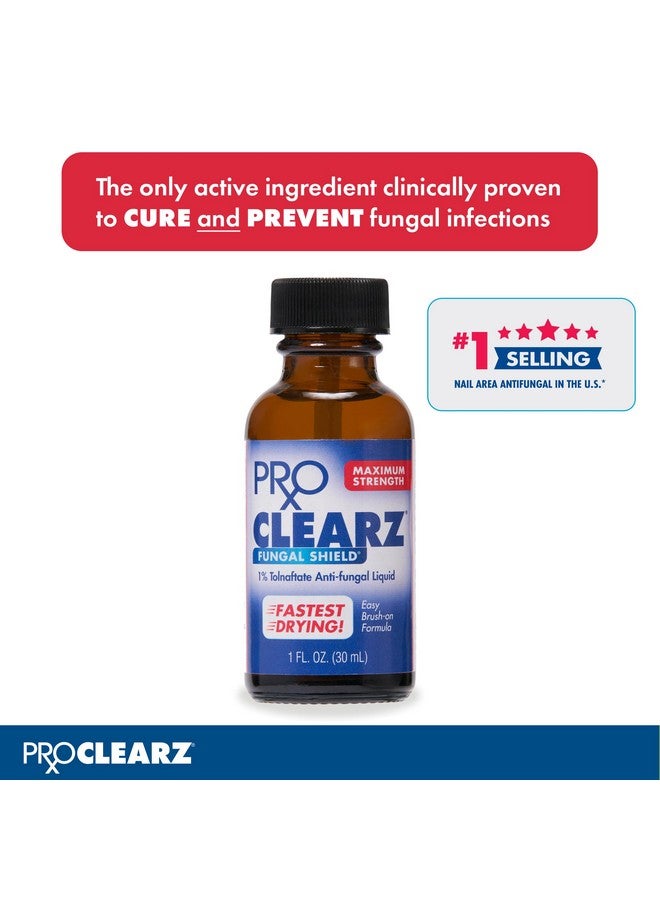 سائل مضاد للفطريات بفرشاة بقوة قصوى من ProClearz Fungal Shield، لعلاج فطريات الأظافر لأظافر القدمين واليدين، زجاجة سعة 1 أونصة (عبوة من قطعتين) - Image 2