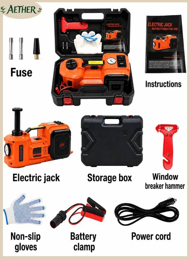 AETHER 5 Ton 12V Electric Hydraulic Car Jack with Built-in Air Pump & Safety Hammer, Heavy Duty Tire Inflator & Lifting Kit in Portable Case - Image 1