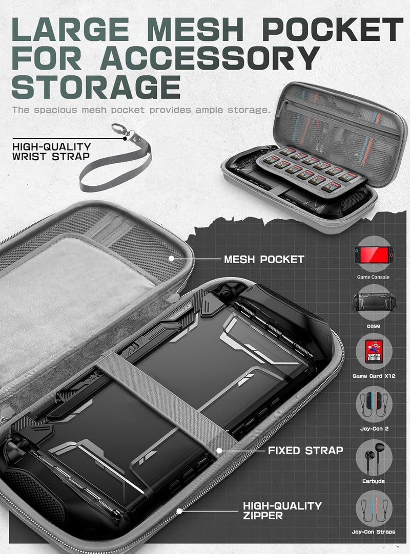 Mumba Carrying Case for Nintendo Switch 2 2025, [Plus Version] Portable Protective Travel Carry handbag Pouch for Blade/Titan Case [Large Capacity] (Gray) - Image 3