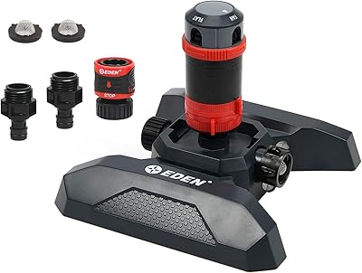 Eden Eden 96123 4-Pattern Adjustable Mobile Rotary Gear Drive Sprinkler W/Quick Connect Starter Set, 360 Degree Coverage  - Image 1