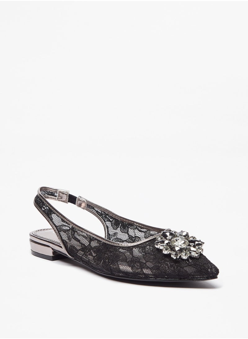 Celeste - Women's Embellished Slingback Slip On Ballerina Shoes Ramadan Collection - Image 1