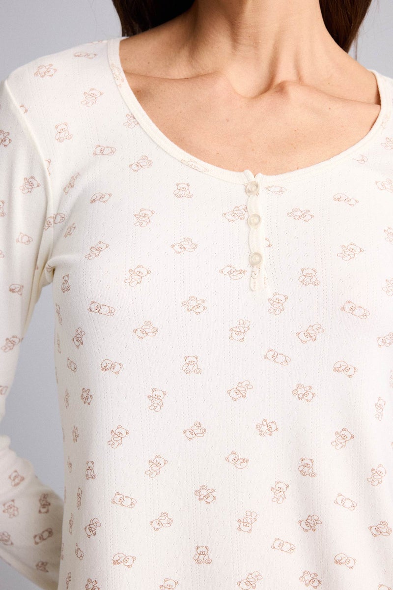 ديفاكتو طقم قصة عادية كم طويل - قطعتين - Image 4