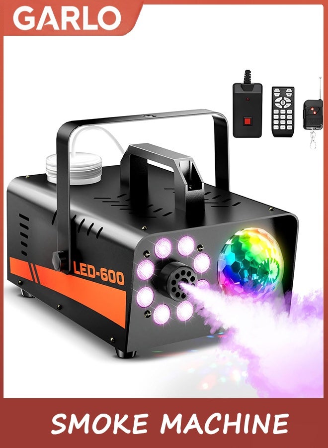 Garlo Smoke Machine,Fog Machine with Disco Ball Lights,600W and 2500CFM with 13 Colorful LED Party Light DJ Lights Effect,Wireless Remote Control,Perfect for Wedding,Party and DJ Stage Effect - Image 1