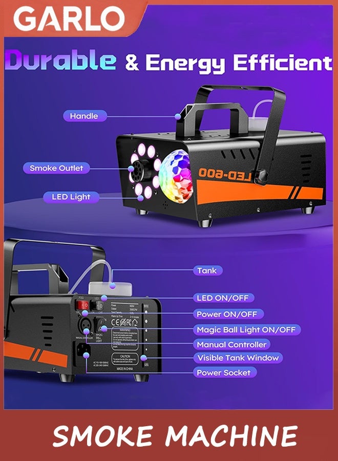 Garlo Smoke Machine,Fog Machine with Disco Ball Lights,600W and 2500CFM with 13 Colorful LED Party Light DJ Lights Effect,Wireless Remote Control,Perfect for Wedding,Party and DJ Stage Effect - Image 3