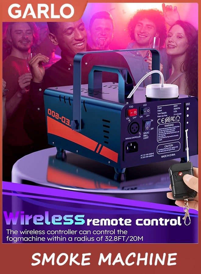 Garlo Smoke Machine,Fog Machine with Disco Ball Lights,600W and 2500CFM with 13 Colorful LED Party Light DJ Lights Effect,Wireless Remote Control,Perfect for Wedding,Party and DJ Stage Effect - Image 5