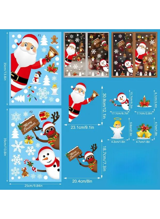 Christmas Window Decals 4pcs A02 Color Santa Claus Tree Holiday Decorations - Image 1