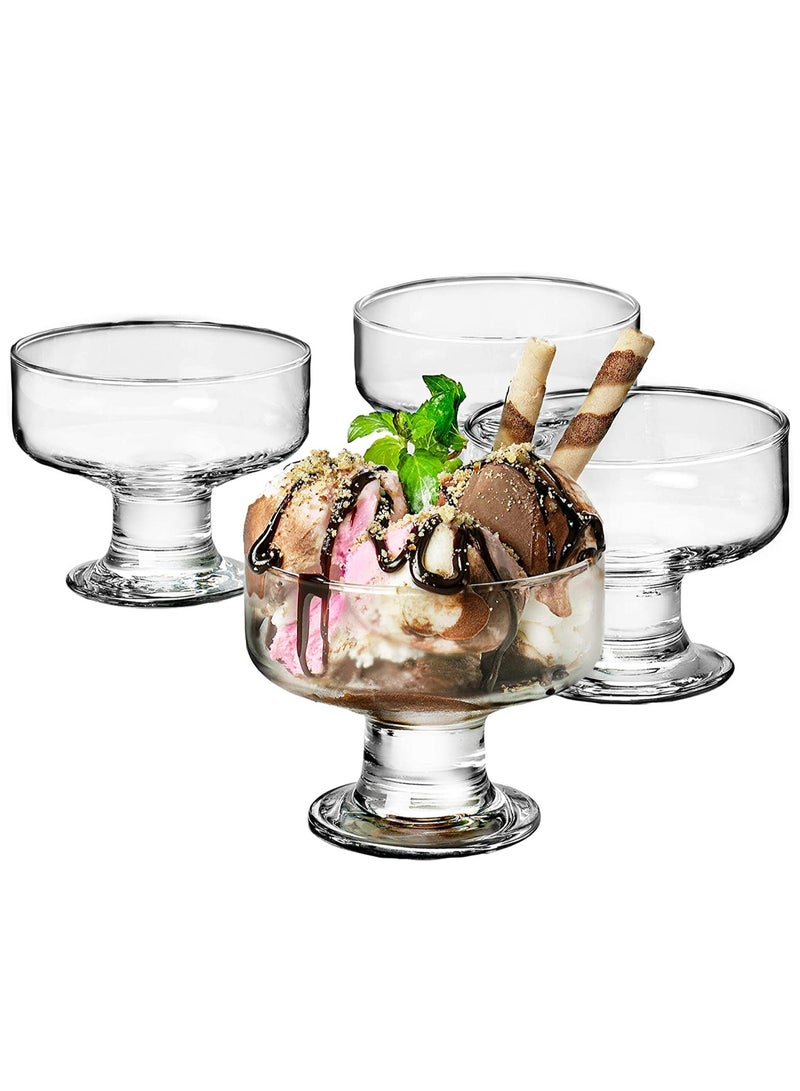 SYOSI Glass Ice Cream Bowl Set, Small Glass Dessert Cups for Trifle Parfait Sundae and Nuts, Mini Footed Dessert Cups, Clear Glass Fruit Parfait Cups, Lead-Free Glass Trifle Tasters Set of 4 - Image 1