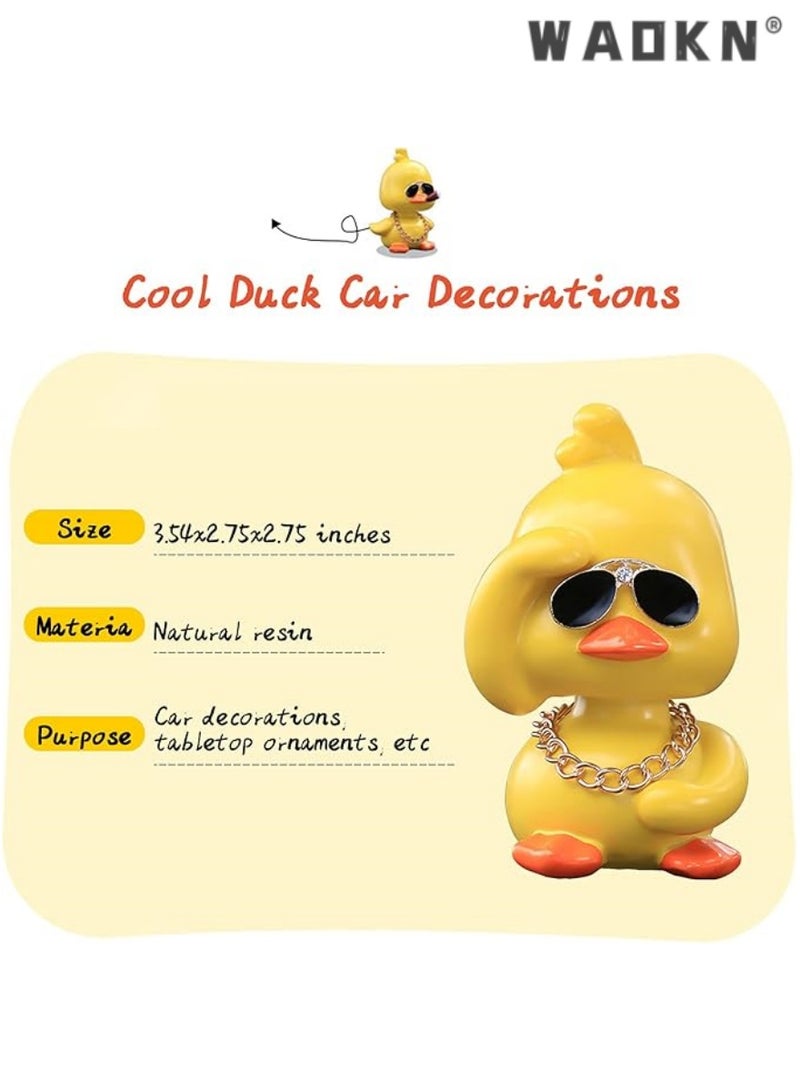 WAOKN Trendy Hipster Duck Car Accessory, Playful Dashboard Decor with Sunglasses and Chain, Bobblehead Duck Figurine, Adds Charm and Humor to Your Vehicle, Ideal Gift for Car Enthusiasts - Image 4