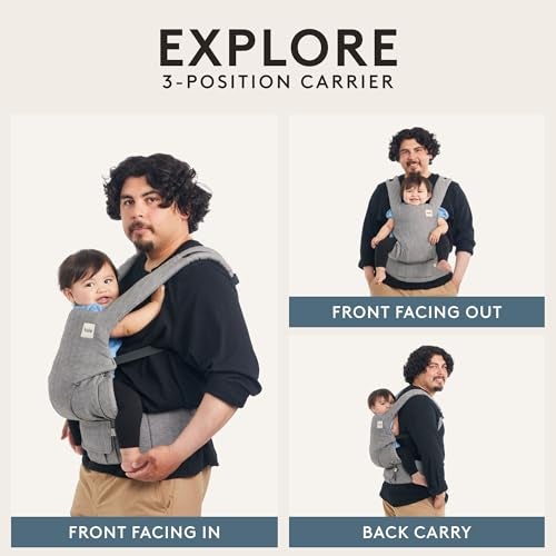 TULA Baby Tula Explore Carriers Breathable Baby Carrier Newborn to Toddler Adjustable Toddler Carrier Multiple Ergonomic Positions Front and Back Ergonomic Fit for 745 lb Mesh Overcast - Image 3