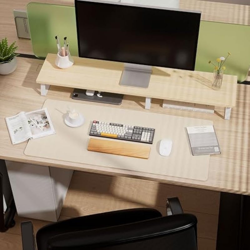 Dual-Sided Desk Pad - Leather Desk Mat, Natural Cork Desk Pad Protector, Large Mouse Pad for Desk, Waterproof Desk Blotter Pad, Desk Writing Pad for Office Work/Home, Beige (25.6x13.7) - Image 5