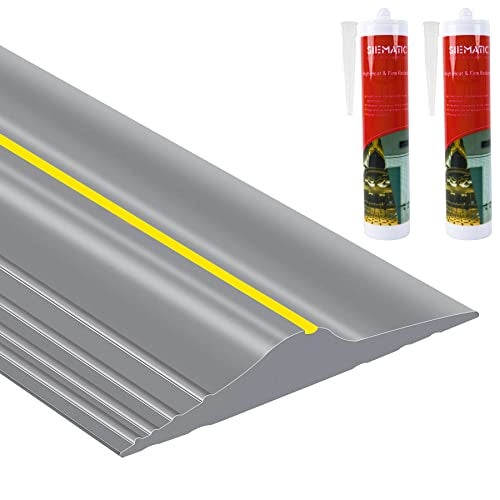 ToLanbbt 20Ft/6M Universal Garage Threshold Seal Strip with 300ml Black Adhesives, Garage Door Bottom Weatherproof Strip Rubber DIY Weather Stripping Replacement (Grey+Yellow) - Image 1