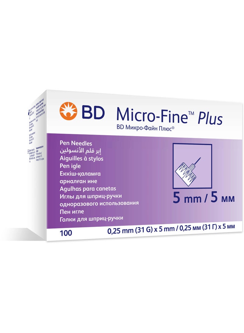 BD Micro-Fine Plus Insulin Pen Needles, 5mm (31G x 0.25mm), 100 Count