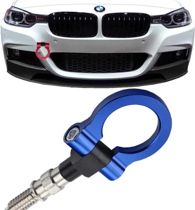 JGR Track Racing Style Tow Hook Towing Eye CNC Aluminum Screw On Car Accessories Front Rear Bumper Compatible with BMW 3 Series 318 320 323 325 328 330 335 316 340 F30 F31 F34 GT 2012+Blue - Image 1