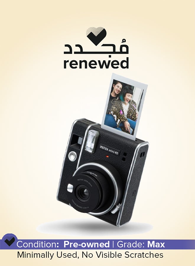 Instax Renewed - Instax Mini 40 Instant Camera, Black - Image 1