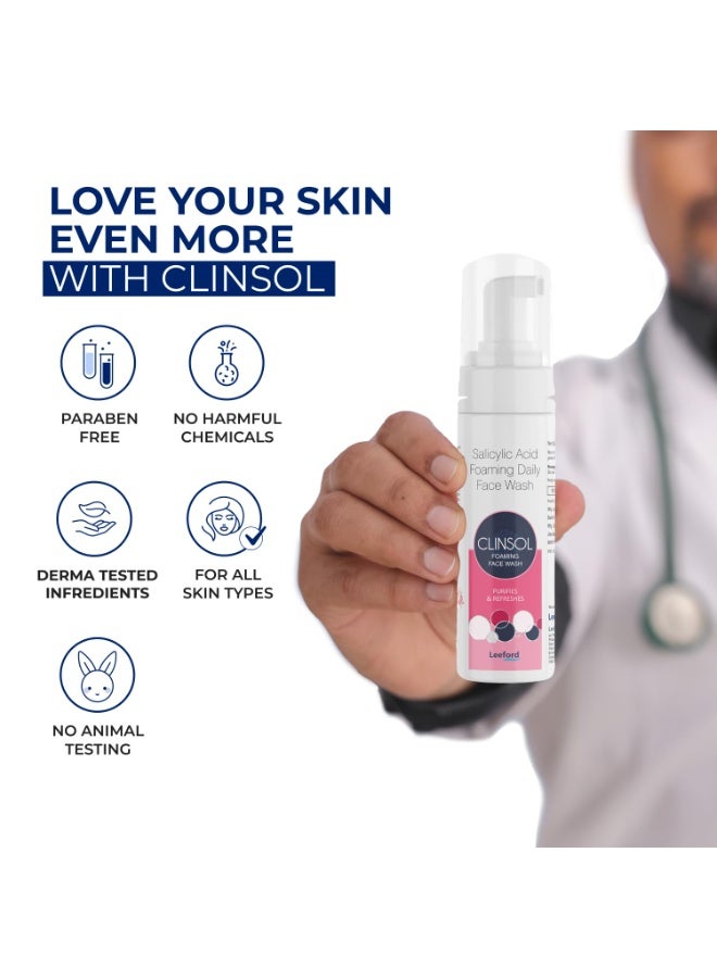 Leeford Clinsol Foaming Facewash for Deep Cleansing for Men & Women 60ml (Pack of 3) | Non-Comedogenic | Light & Airy Foam | Gentle Formulation for All Skin Types - Image 3