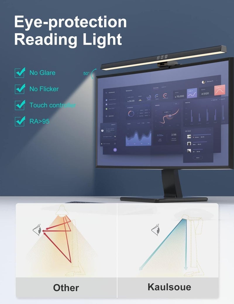 Monitor Light Bar for 24-32 Inch Screens, 40cm RGB Gaming Lamp with USB-C Power, Eye-Caring Dimmable Touch Control, No Glare Screen Light for PC, Mac, Office - Image 3