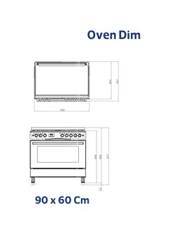 General Goldin 90x60cm 4 Gaz & 2 Electric Burners Ranger, Iron Cast Stand, Auto Burner, 2 Turbo Fans ,Total Safety, Easy to Clean Surface, Oven Grill & fan  - Image 3