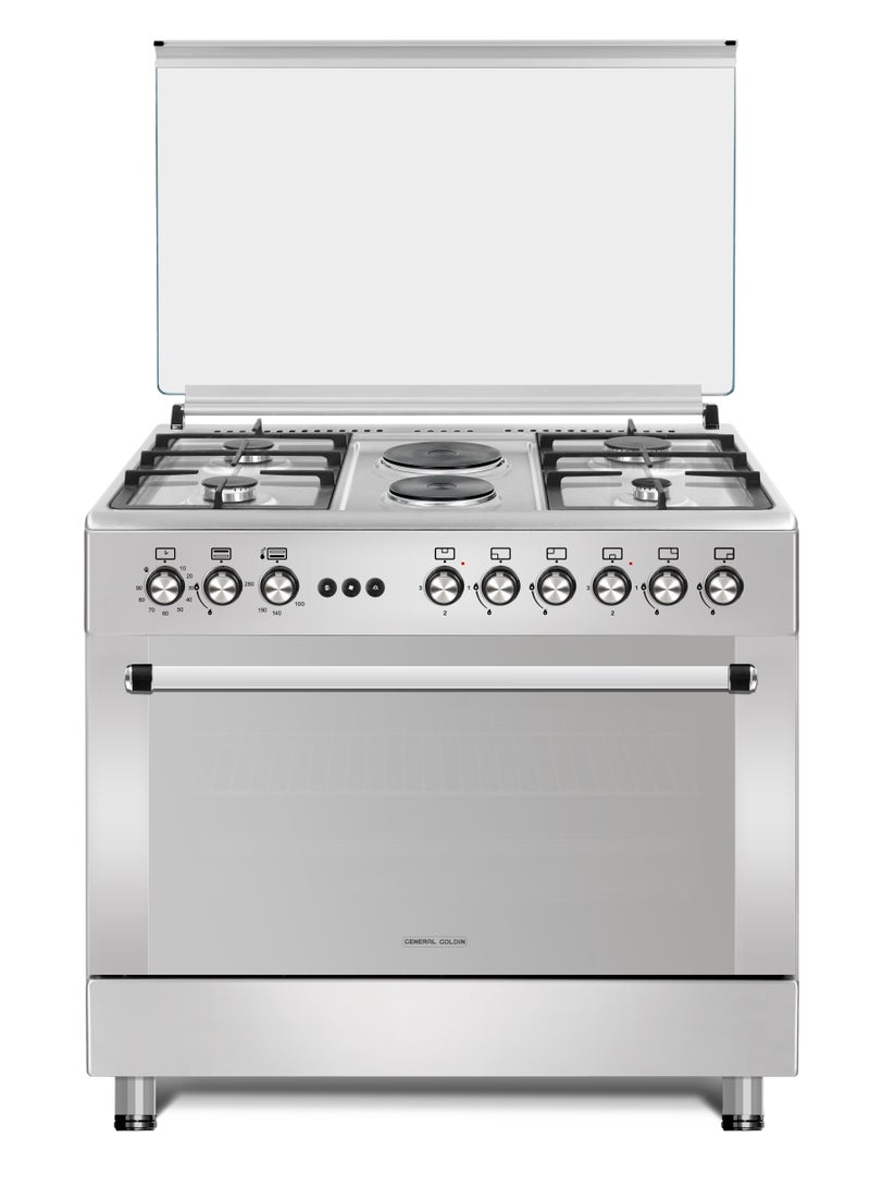 General Goldin 90x60cm 4 Gaz & 2 Electric Burners Ranger, Iron Cast Stand, Auto Burner, 2 Turbo Fans ,Total Safety, Easy to Clean Surface, Oven Grill & fan With General Goldin 21 Lt 1800 W Vacuum Drum Cleaner. Silver - Image 2