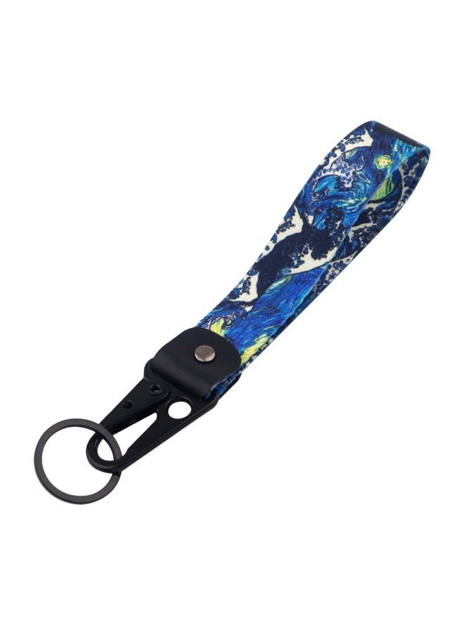 Generic Van Gogh Keychain For Women Men Starry Sky Short Wrist Straps Japanese Waves Car Key Ring Backpack Pendant Jewelry Holiday Gifts-Color:3 - Image 1