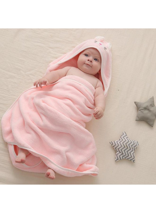 MiniMe Organic Bamboo Hooded Baby Bath Towel Set | 6–36 Months | Pink | 100% Organic Bamboo Cotton Blend | Ultra-Soft & Highly Absorbent Hooded Towel with Bunny Ear Accents | Hypoallergenic - Image 5