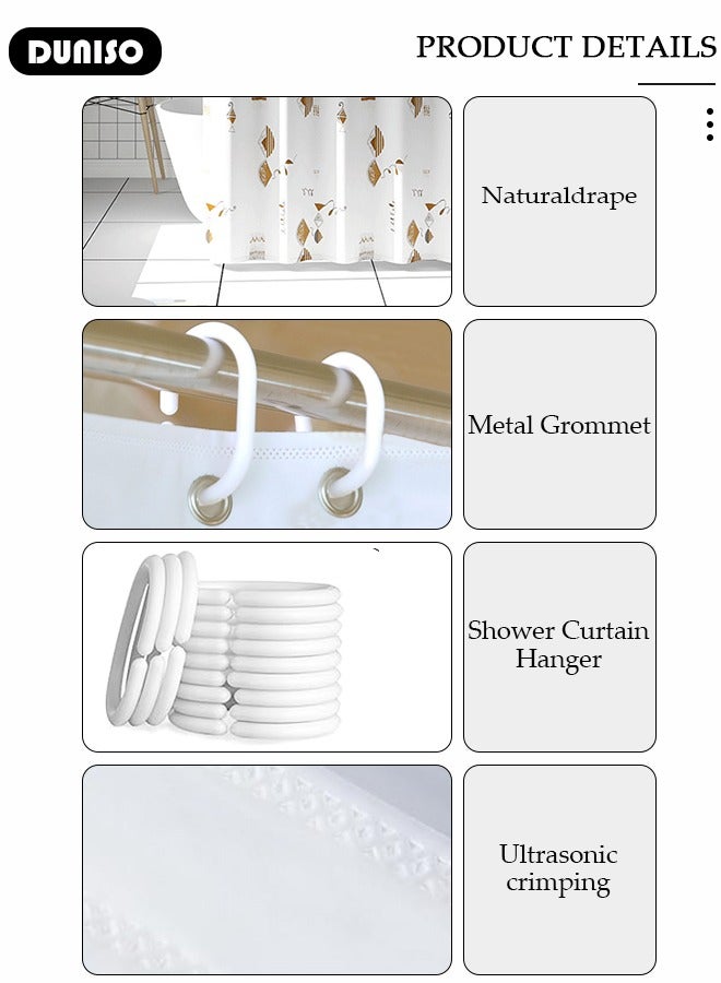 DUNISO PEVA Shower Curtain Non Perforated  Waterproof, Anti Mold Curtain For Bathroom With Hooks 180CM*180CM ,Abstract Painting Printed - Image 2