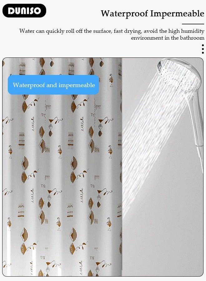 DUNISO PEVA Shower Curtain Non Perforated  Waterproof, Anti Mold Curtain For Bathroom With Hooks 180CM*180CM ,Abstract Painting Printed - Image 3