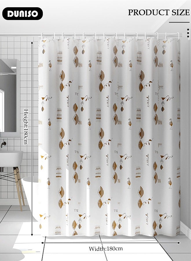 DUNISO PEVA Shower Curtain Non Perforated  Waterproof, Anti Mold Curtain For Bathroom With Hooks 180CM*180CM ,Abstract Painting Printed - Image 4