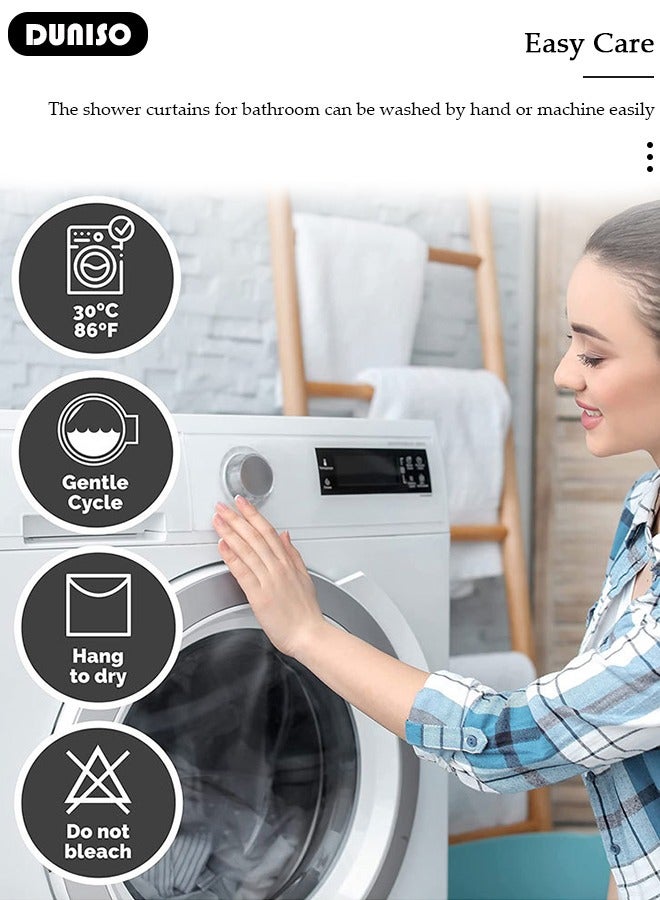 DUNISO PEVA Shower Curtain Non Perforated  Waterproof, Anti Mold Curtain For Bathroom With Hooks 180CM*180CM ,Abstract Painting Printed - Image 5