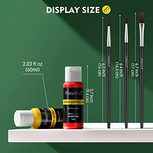 Magicfly Outdoor Acrylic Paint, Set of 30 Colors/Tubes (60 ml, 2 oz.) with Storage Box, Rich Pigments, Multi-Surface Paints for Rock, Wood, Fabric, Leather, Paper, Crafts, Canvas and Wall Painting - Image 2
