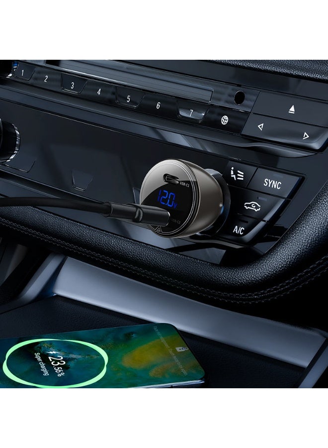 ACEFAST Fast Car Charger B10 60W, Dual Port 2 USB-C, 60W Car Charger, LED Digital Display, Multiple Safety Protection, Suitable for phones / tablets / game consoles / driving recorders, etc. - Image 2