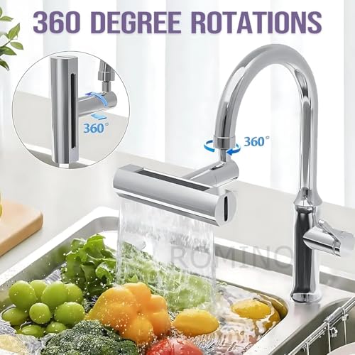 DS ENTERPRISE 4 in 1 Waterfall Kitchen Faucet, Flexible 360°Swivel Rotating Universal Tap Extender For Kitchen Sink, Splash-Proof Head Replacement, Wash Basin Taps Aerators For Washing Fruit, Vegetable (T) - Image 5