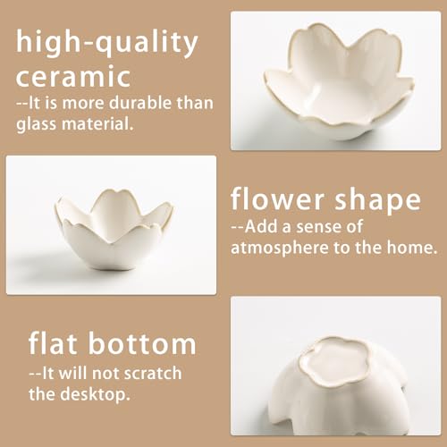 Mecaikru Flower Jewelry Tray Ceramic Ring Dish Jewelry Dish Small Trinket Tray Cute Ring Holder Key Bowl Decorative Plate Gifts For Mom/Sister/Friend, Birthday/Mother's Day/Christmas Gift (white) - Image 5