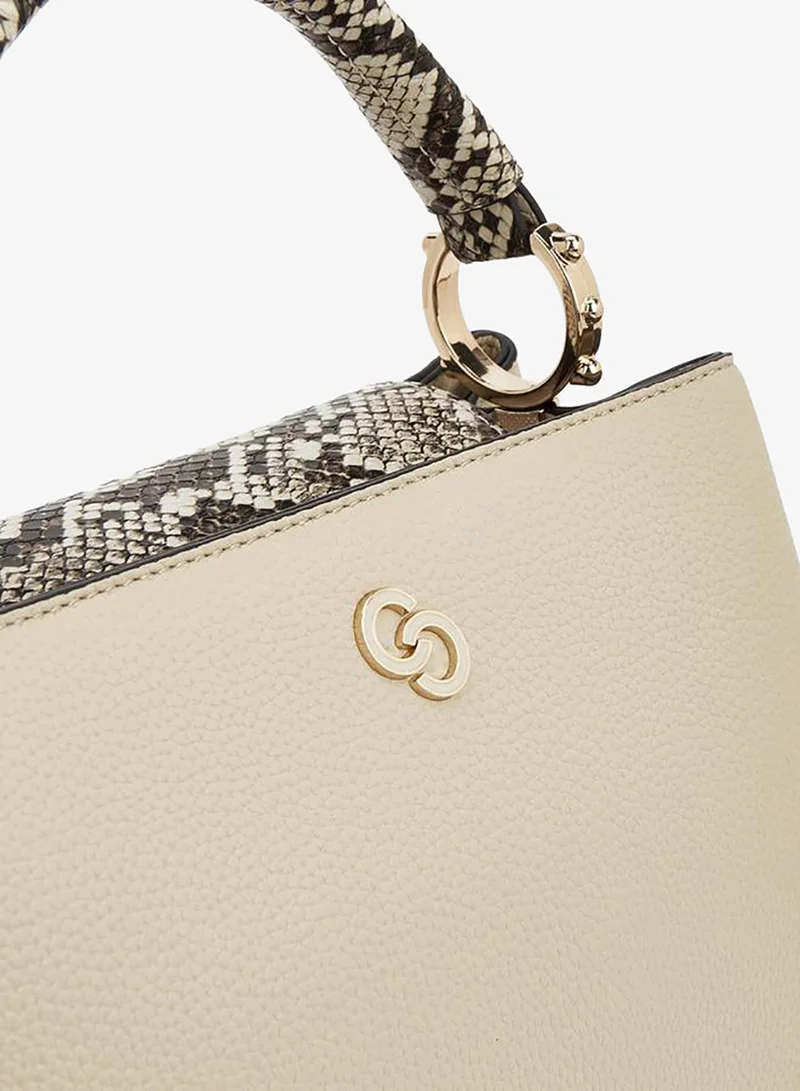 Celeste BEIGE Textured Tote Bag With Detachable Strap for Women | Best Price UAE