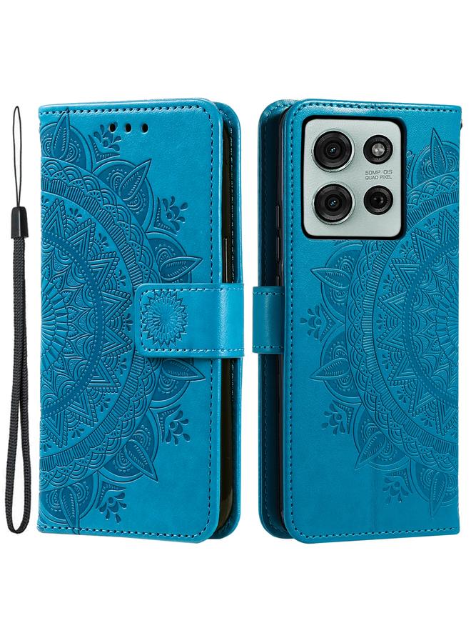 اس-توب جراب لهاتف Motorola Moto G75 5G، جراب هاتف جلدي منقوش بزهرة الطوطم مع حبل تعليق - Image 2