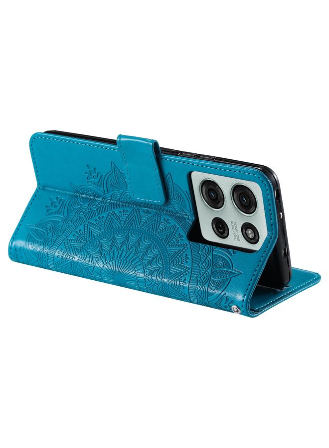 اس-توب جراب لهاتف Motorola Moto G75 5G، جراب هاتف جلدي منقوش بزهرة الطوطم مع حبل تعليق - Image 4